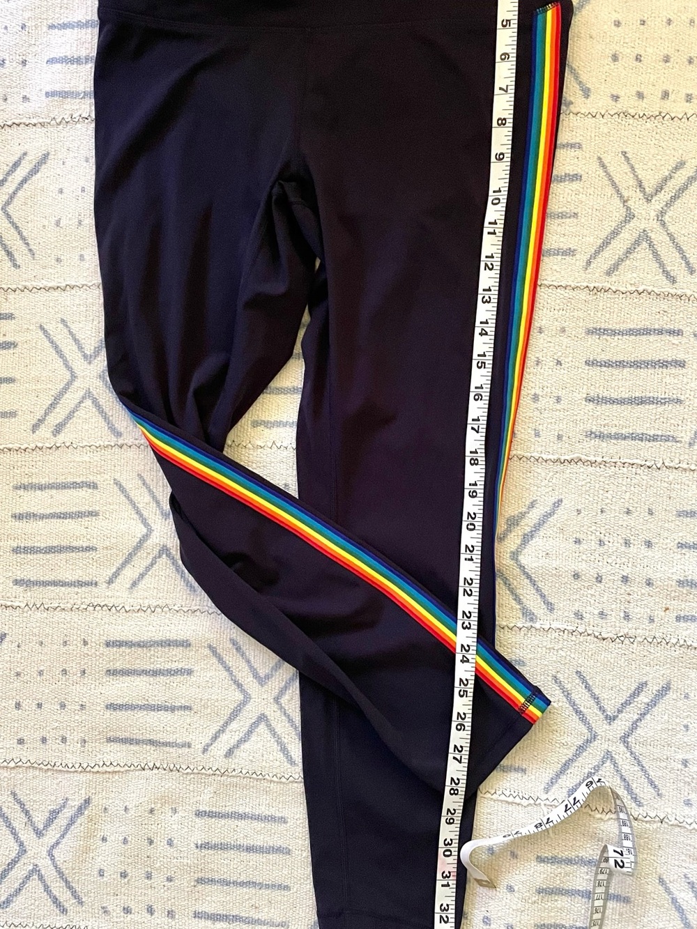 Zyia Rainbow Stripe Brilliance in Datk Navy in size  Medium (8-10) 24” length